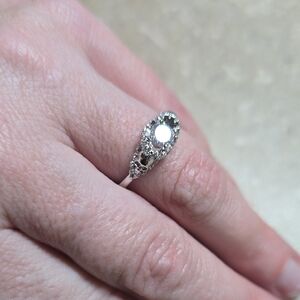 Elegant Silver CZ Fashion Ring, Skull Accents